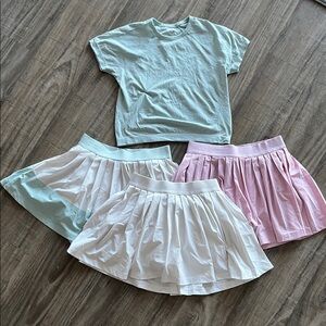 Athleta Girl Pastel T-Shirt and 3-Skirts Set